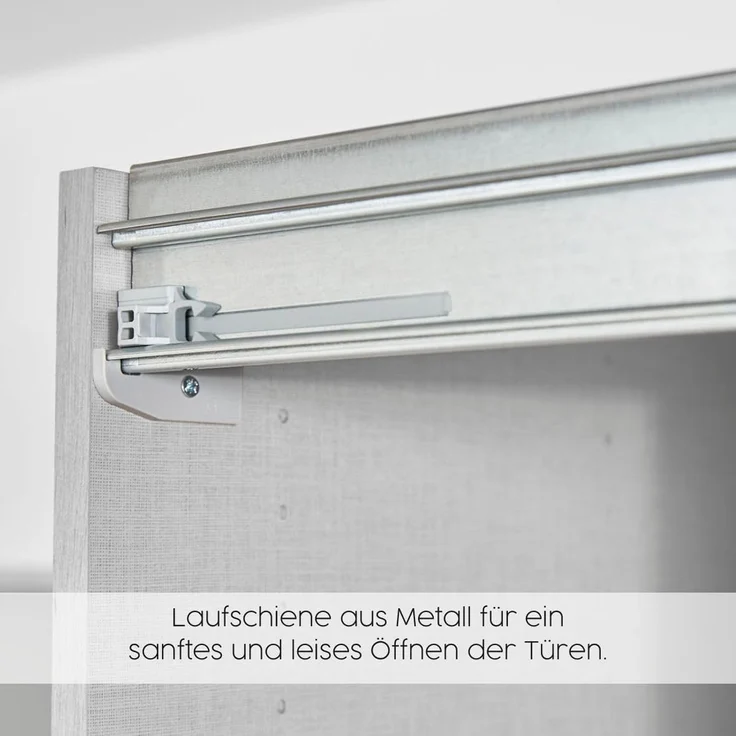 rauch Kleiderschrank, Schwebetürenschrank SUBITO, 2-türig, 1 Spiegeltüre, Alpinweiß, 136 x 197 x 61 cm – Bild 16