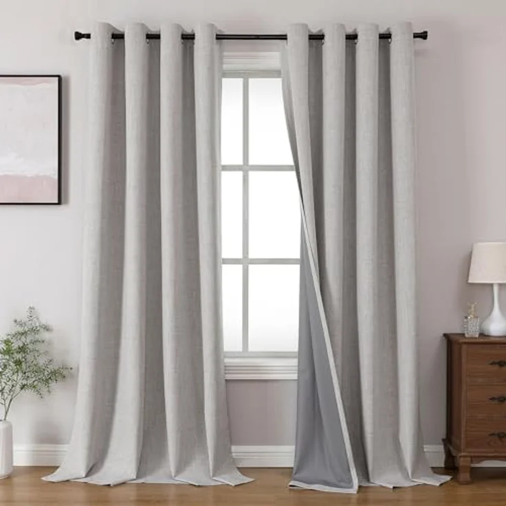 Joydeco Verdunkelungsvorhänge, 308 cm lang, 2 Paneele, Burgrot, Raumverdunkelungsvorhänge für Schlafzimmer, 100% verdunkelnde, strukturierte Thermovorhänge, Sichtschutz, 2 Paneele (B x L x L), – Bild 1