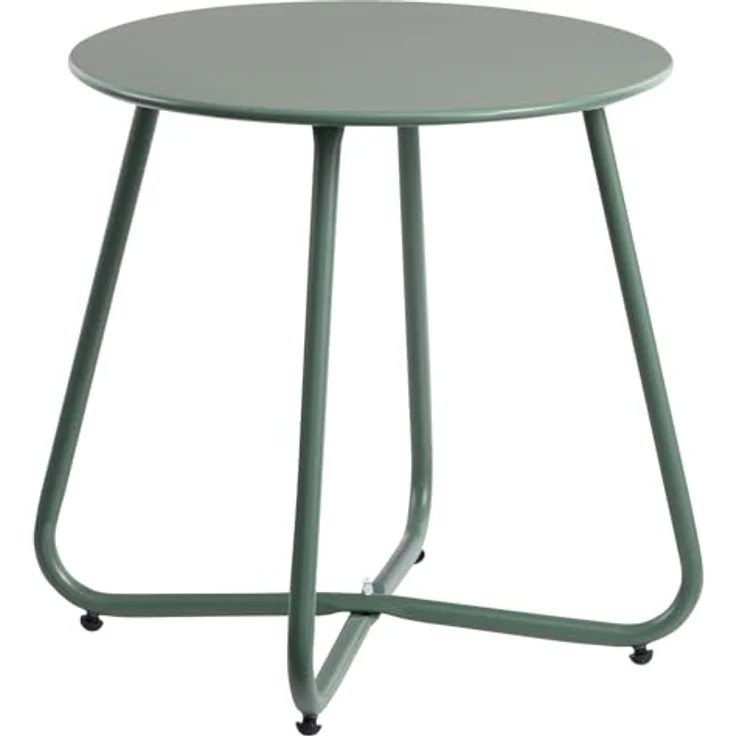 HollyHOME Beistelltisch Outdoor Balkontisch Klein Gartentisch Rund Beistelltisch Metall Wetterfest Loungetisch Outdoor Couchtisch für Patio Terrasse Wohnzimmer, Grün – Bild 9