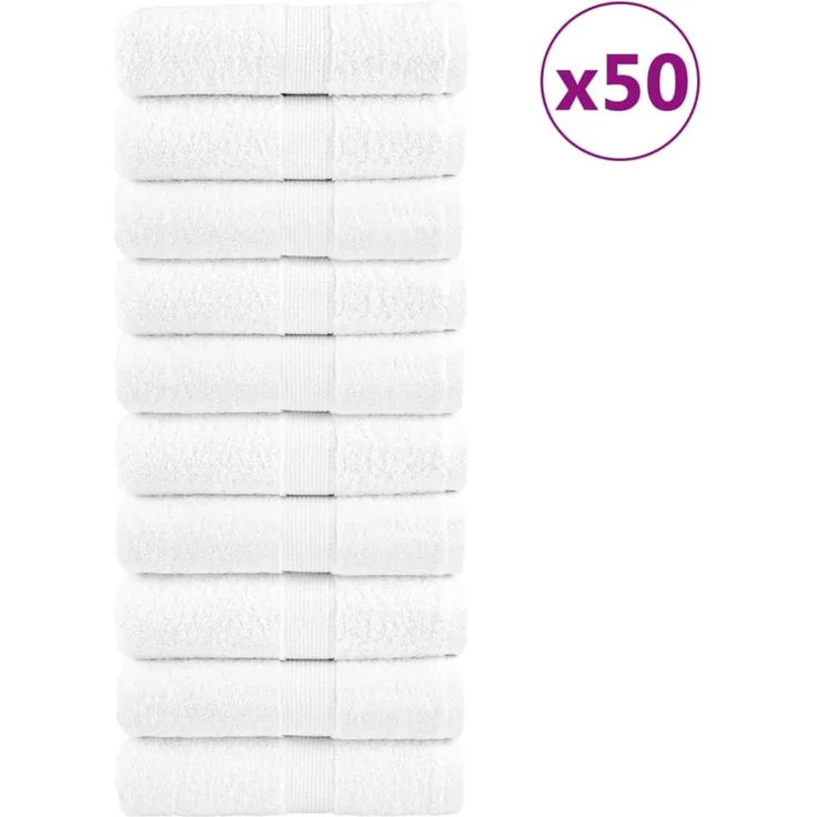 vidaXL Premium-Waschtücher SOLUND 50 Stk. Weiß 30x30 cm 600 g/m² 137119 – Bild 1