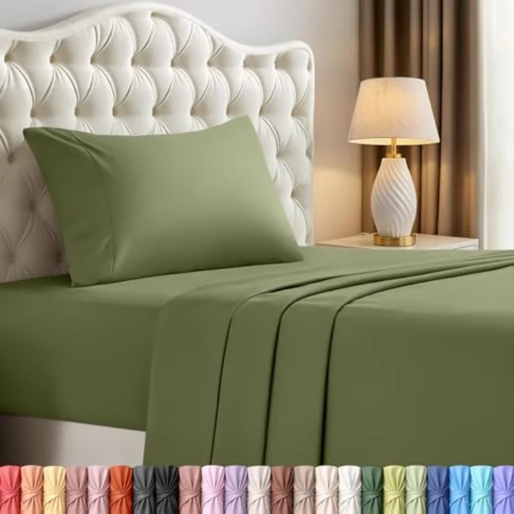 Utopia Bedding Bettwäsche-Set für Doppelbetten – 3-teiliges Bettwäsche-Set – gebürstete Mikrofaser – schrumpffrei und lichtbeständig – pflegeleicht (Doppelbett, Olivgrün) – Bild 2