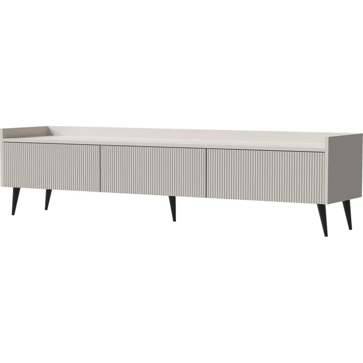 Compleo TV-Schrank dreitürig, Japandi design, Lamellenoptik MODE 180 cm breit – Bild 2