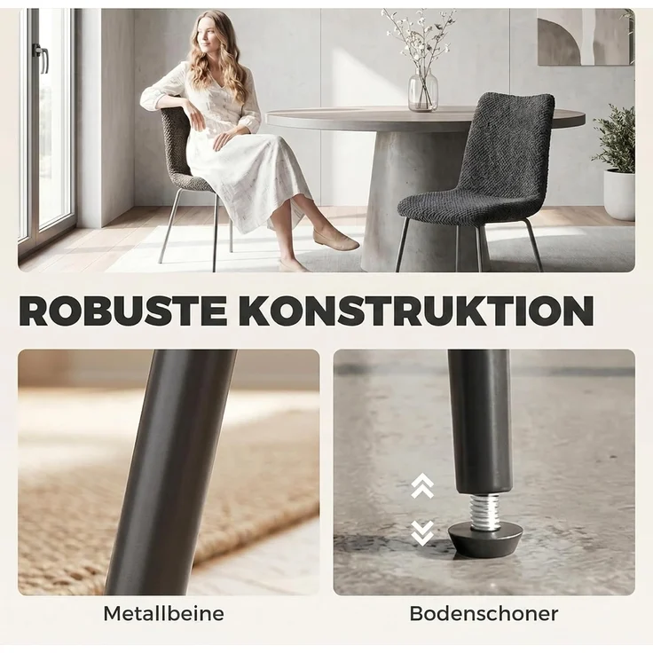 HOMCOM Esszimmerstuhl, Samt (100 % Polyester), Dunkelgrau, 45 x 57 x 89 cm – Bild 6