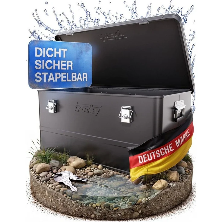 Trucky Allzweckkiste Aluminium Box mit Deckel Schwarz Alukiste 85 Liter Abschließbar – Bild 1