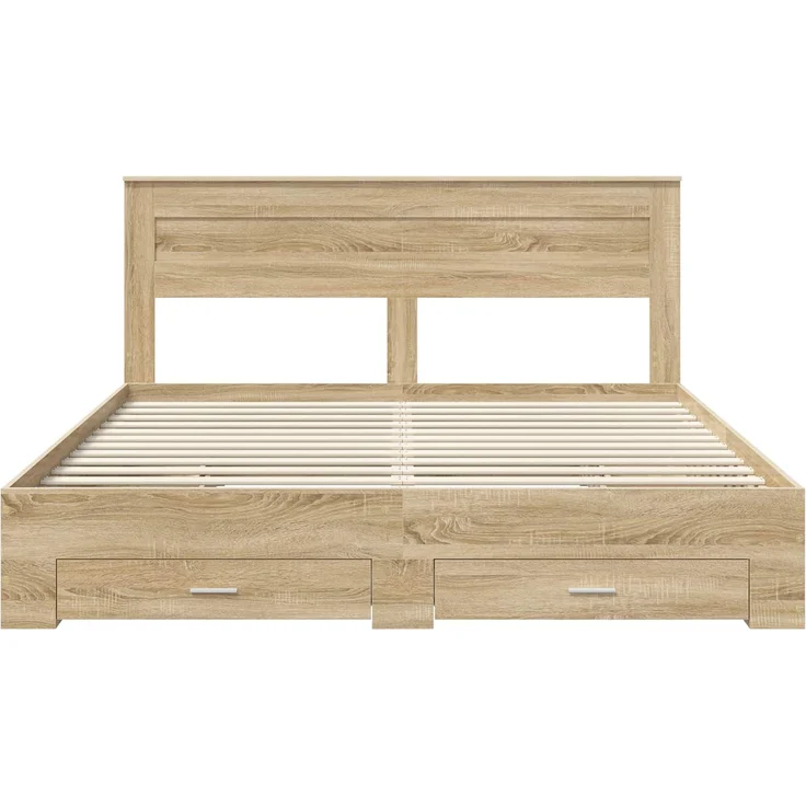 vidaXL Bettrahmen mit Kopfteil Sonoma-Eiche 180 x 200 cm Holzwerkstoff 3409960 – Bild 7