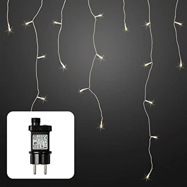 hellum LED Eislichtvorhang, Lichterkette Außen 5,90x0,53m mit 240 LEDs, weißes Kabel und 5m Zuleitung, Weihnachtsbeleuchtung – Bild 5