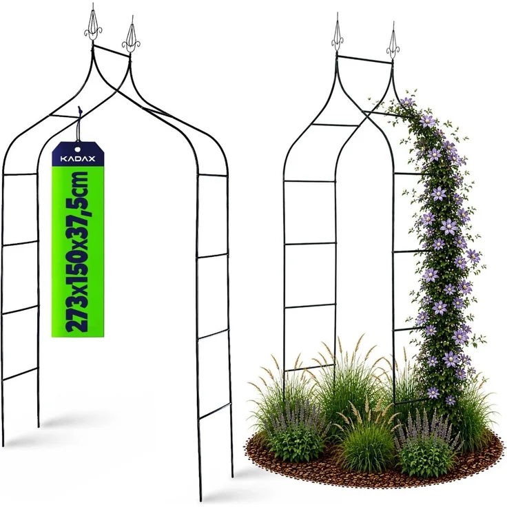 KADAX Gartenpergola aus Metall, 255 cm, Bogen, Blumenstütze für Rosen, Pflanzen, Kletterer