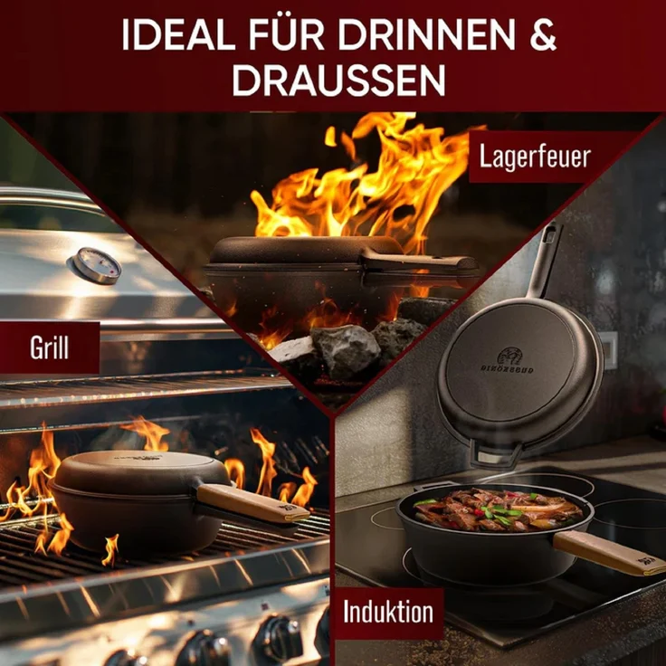 GUSSKÖNIG Dutch Oven 2in1 Pfannen Set 4,5L + Pflegepaste – Bild 6