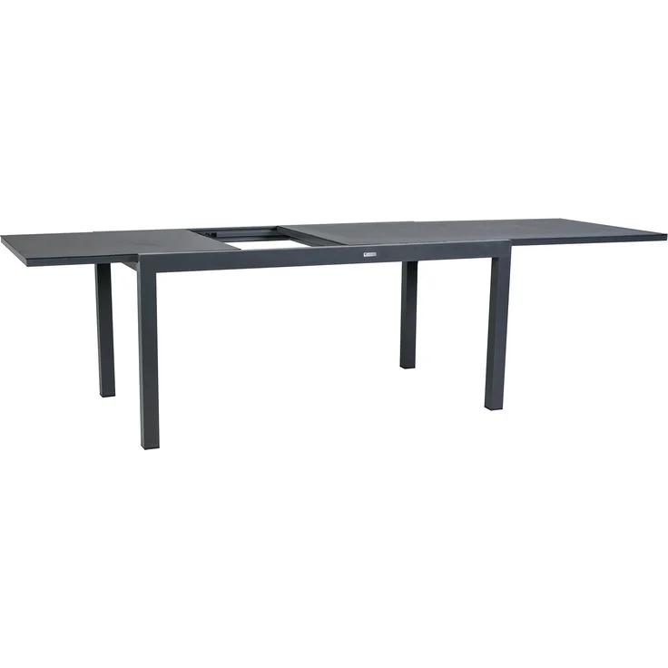 greemotion Ausziehtisch Grenada Aluminium wetterfest stabil Glas mit Keramik-Look 160-240x75x90 cm dunkelgrau – Bild 3