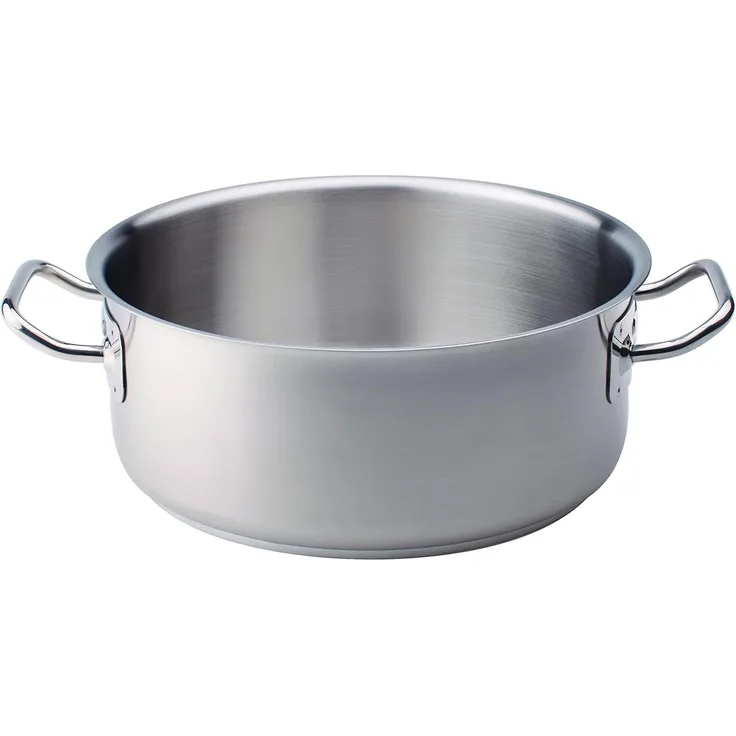 Pentole Agnelli Edelstahl 18-10 flache Kasserolle mit zwei Griffen 28 cm stahl