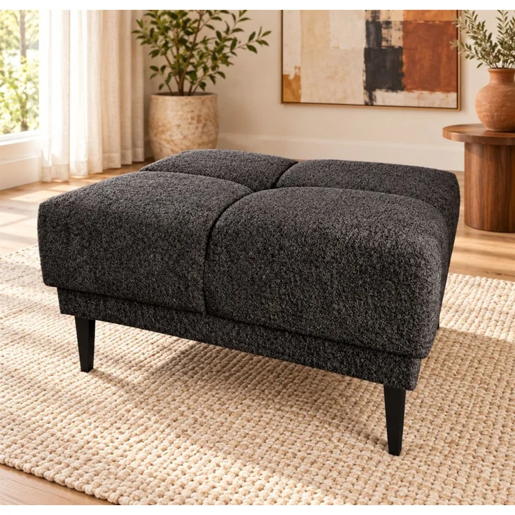 Ecksofa Schlafsofa SENVELIO RELAX inkl. Hocker Stoff Glam Anthrazit Ottomane Links – Bild 4