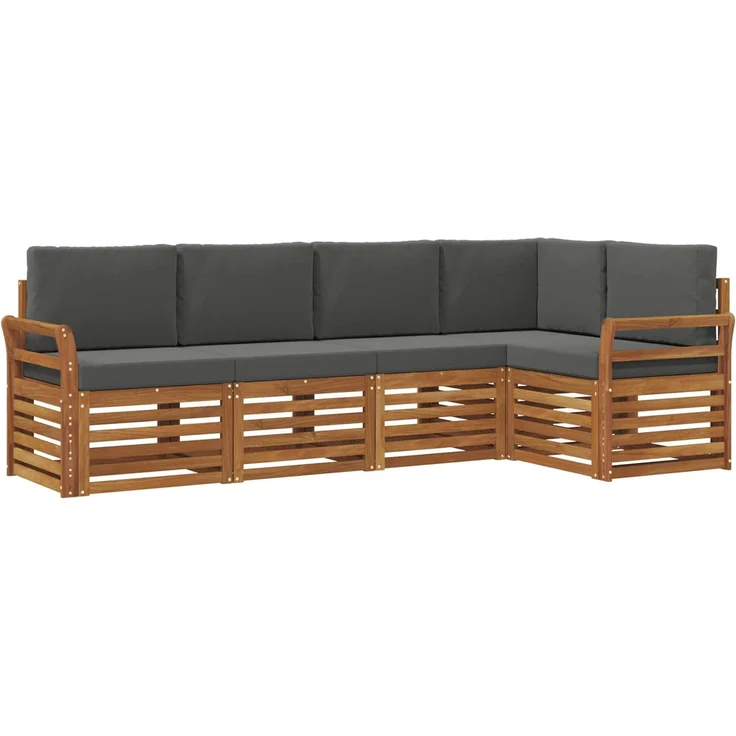 vidaXL Outdoor-Sofagarnitur 5 stk. 5-Sitzer Natur und Anthrazit 3374812 – Bild 2