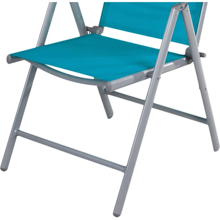 Garten Klappstuhl Outdoorstuhl Aluminium - Textilen Silbergrau/Petrol – Bild 2
