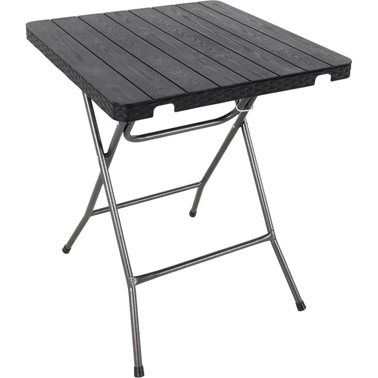 Bistrotisch Gartentisch Klapptisch Kunststoff Holz-Rattan Optik schwarz