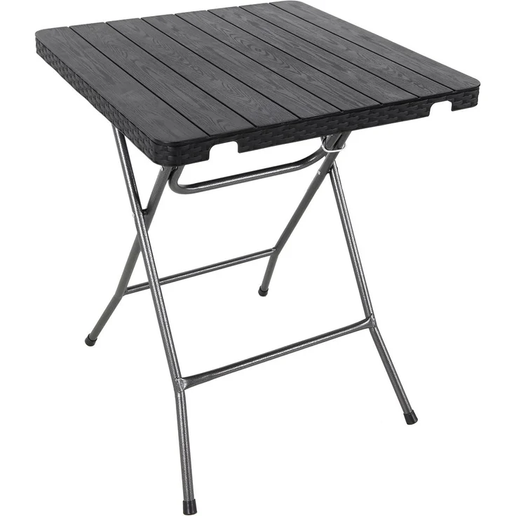 Bistrotisch Gartentisch Klapptisch Kunststoff Holz-Rattan Optik schwarz