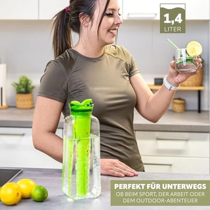 bremermann Trinkflasche mit Infuserstab, 1.4 Liter aus Kunststoff, grün – Bild 5