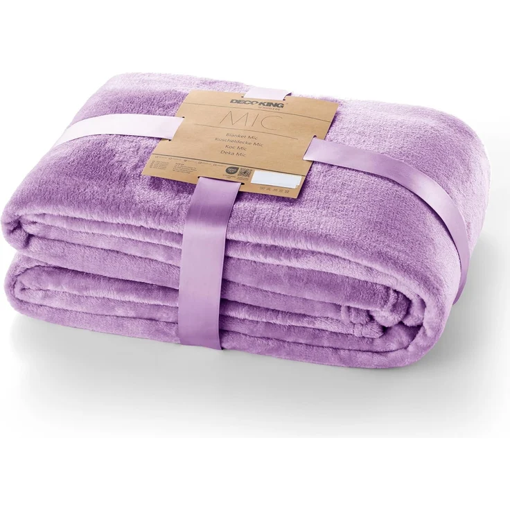 DecoKing Kuscheldecke 160x210 cm lila Decke Microfaser Tagesdecke Fleece weich sanft kuschelig Lilac Mic – Bild 1