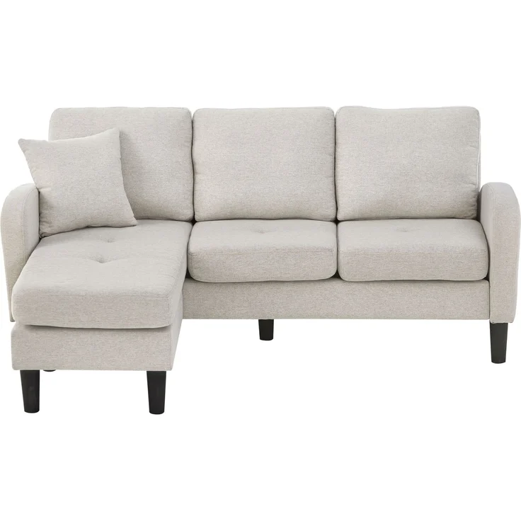 DESVIAE Sofa 3-Sitzer mit flexibler Chaiselongue 166x77x118 cm Baumwoll-Leinen-Bezug Beige Grau/Weiß – Bild 7