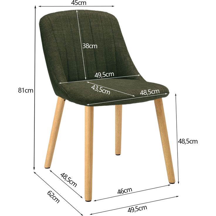 GOEURVANT 993 Esszimmerstühle 4er-Set, Webstoff - Olivgrün – Bild 6