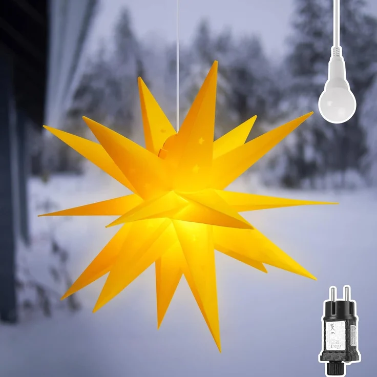 SALCAR 60cm Weihnachtsstern Beleuchtet Außen, 3D Leuchtstern – Bild 1