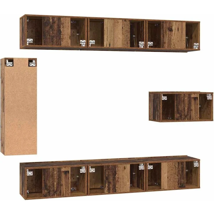 vidaXL TV-Schrankset Wandmontiert 8 pcs Altholz Holzwerkstoff 3393132 – Bild 9
