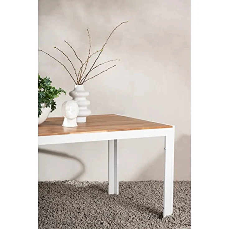 Gardenson Gartentisch, rechteckig, 100x76x200 cm, aus Akazienholz und Metall, weiß – Bild 3