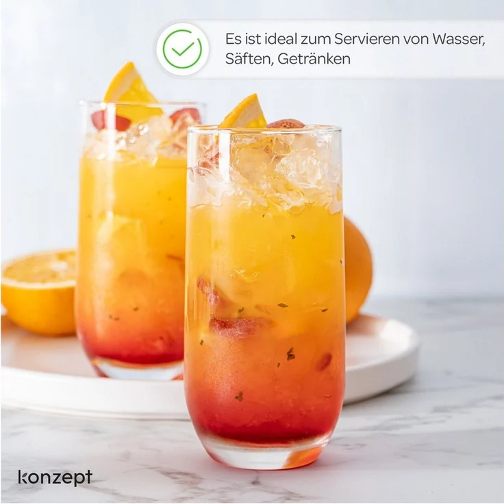 KONZEPT Gläser-Set Trinkgläser Set 6/12-teilig, Transparente 400ml, 12-tlg, Wassergläser Set, Ideal für Saft, Cocktails, Longdrinks, Eiskaffee – Bild 4