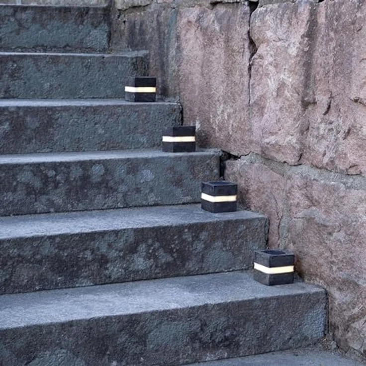 LED-Solar-Dekoration "Stonecube", 2 Stück, grau – Bild 3