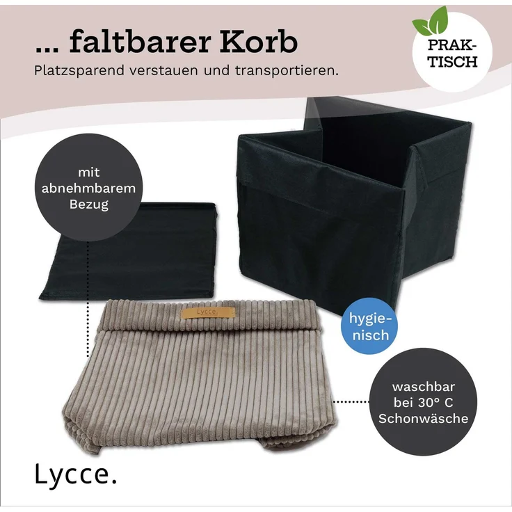 Lycce faltbare Aufbewahrungsbox - Cord, passend für Kallax Regal, abnehmbarer Bezug, robust, formstabil Taupe 31x33x33cm – Bild 10
