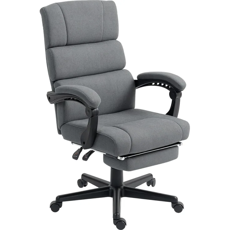 MELAYR, Gepolsterter Bürostuhl mit Samt-Optik, höhenverstellbar, rollbar, Grau, 68.5 x 56 x 115 cm, Dunkelgrau