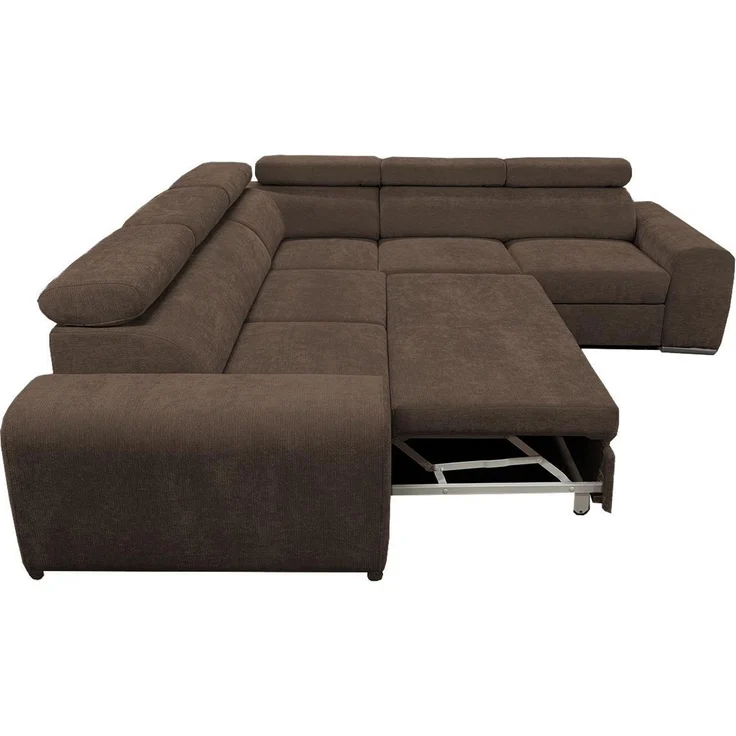 Wohnero24 Ecksofa PAVONE 3 260x260 cm – Chenille Sofa Dunkelbraun mit Schlaffunktion 190x125 cm, Bettkasten & verstellbaren Kopfstützen – Bild 5