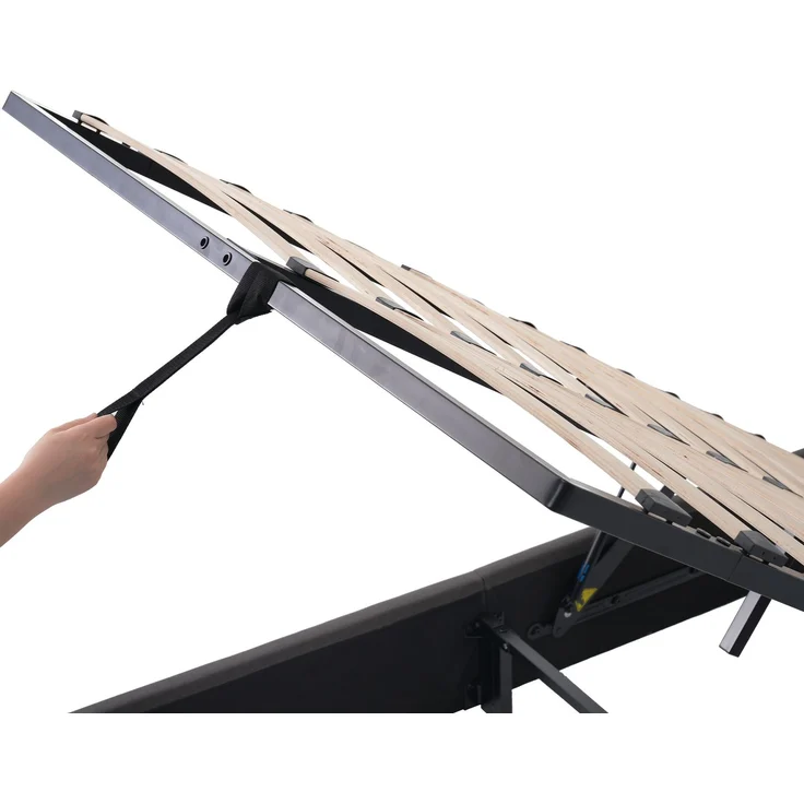 Polsterbett 140x200 cm mit Steckdosen, USB, RGBW-LED-App-Steuerung, Stauraum-Kopfteil & Bettkasten, Stoffbett Grau – Bild 10