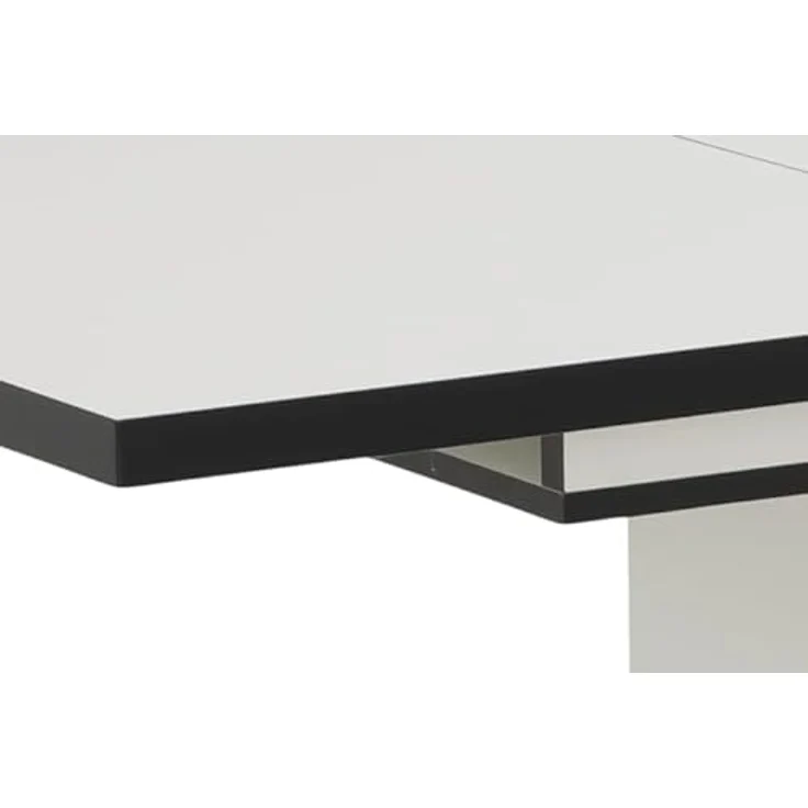 Hela Tische, Esstisch Säulentisch Ariana, Dekor Weiß melaminbeschichtet Kanten Schwarz, ausziehbar, Maß 120-160x80 cm – Bild 8