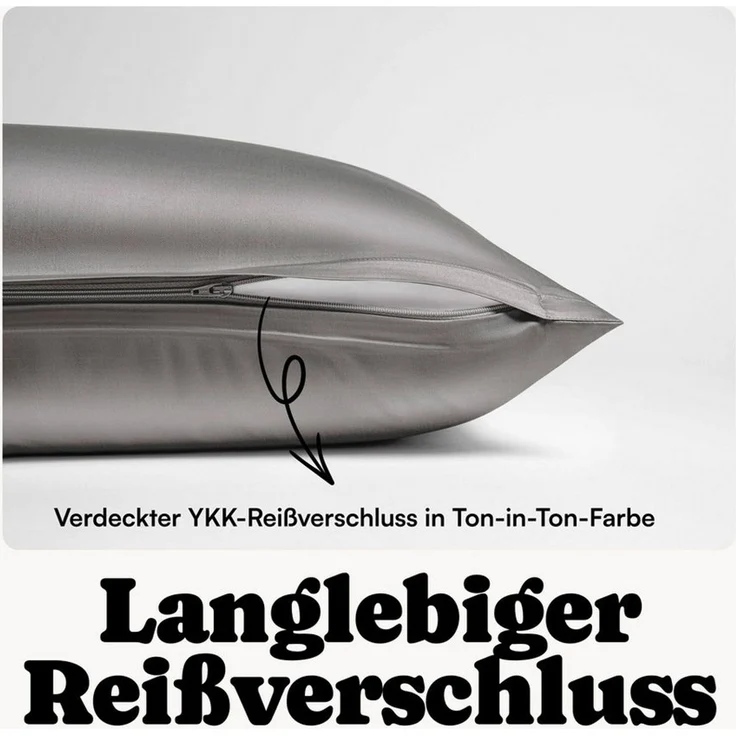 Seralino Bettwäsche Mako Satin Bettwäsche (100% Bio Baumwolle) mit Kissenbezug, 3 teilig, Fairtrade/ GOTS zertifiziert, uni Bettwäsche Set mit Reißverschluss – Bild 4