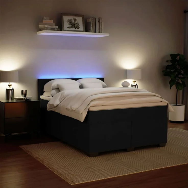 vidaXL Boxspringbett mit Matratze Schwarz 140x190 cm Samt 3288602 – Bild 5