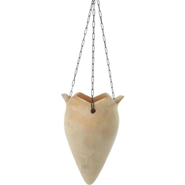 Pflanzenampel "Terra" aus Terracotta, 70 cm hoch, Blumenampel mit Metallkette, Hängeampel – Bild 2