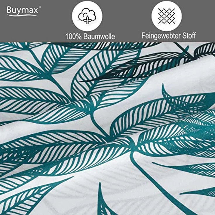 Buymax Bettwäsche Bettbezug-Set Amazon, Renforcé, 3 teilig, Qualität 100% Baumwolle Bettwäsche-Set 200x200 cm mit Reißverschluss – Bild 4
