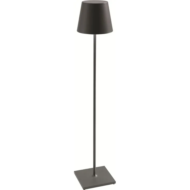 Zafferano Poldina Pro XXL - Dimmbare LED-Tischlampe aus Aluminium, Schutzart IP54, Innen-/Außenbereich, Kontaktladestation, Einstellbar H 150/81 / 69 cm, EU-Stecker (Dunkelgrau)