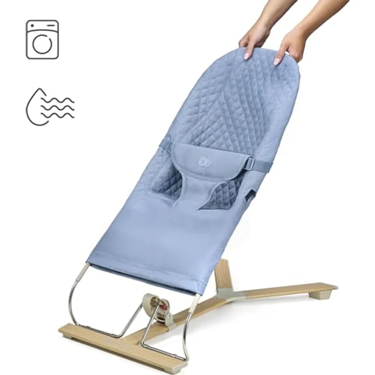 Kinderkraft MIMI NORDIC BREEZE Babywippe, Spielbügel mit 2 Spielzeuge, verstellbare Rückenlehne, Weiches Material, Minimalistische Skandinavisches Design, Zusammenklappbar, Blue – Bild 6
