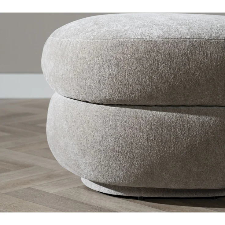 Bronx71 Hocker Mia Chenille taupe oval – Bild 7