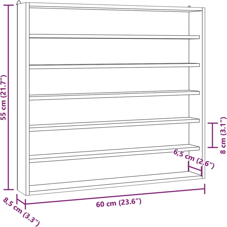 vidaXL Sammlervitrine aus Holz mit 6 Regalen 60x8,5x55 cm 4017382 – Bild 8