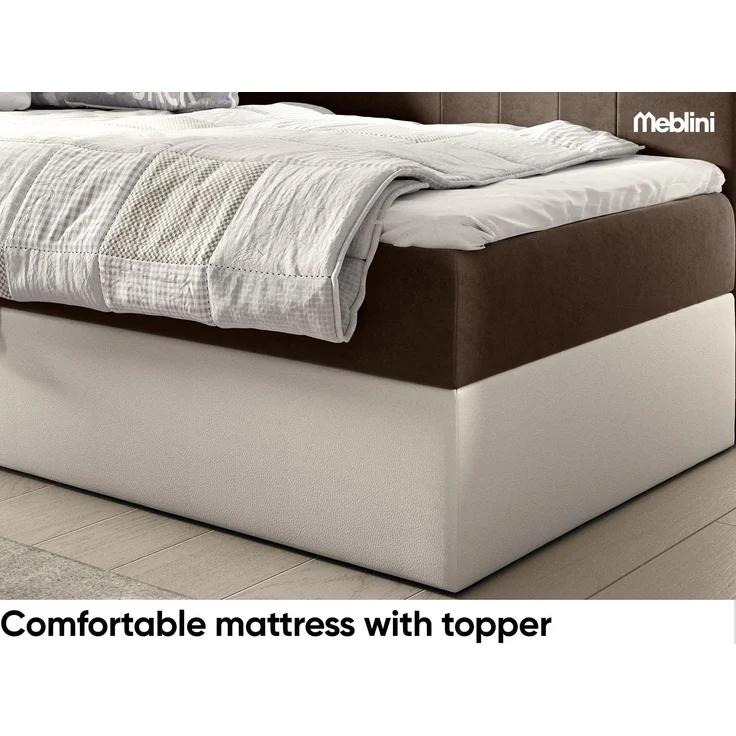 MEBLINI Kinderbett mit Bettkasten GARETH 2 80x200 – H3/Braun Samt Gepolstert Einzelbett mit Matratze - Polsterbett mit Stauraum - Bett mit Kopfteil – Stauraumbett – Bild 4