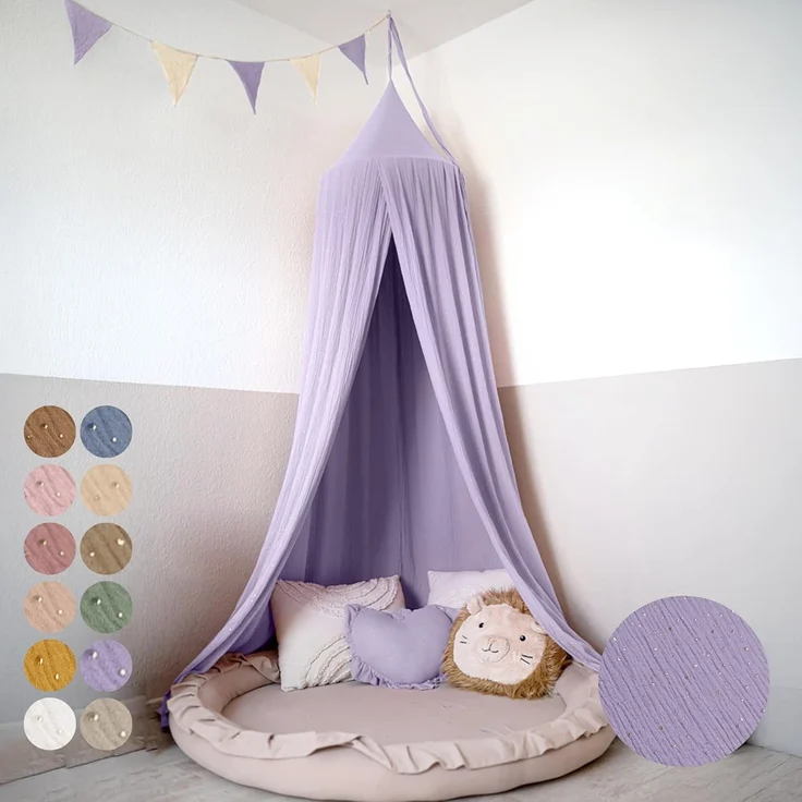lilimaus Betthimmel Hochwertiger Baldachin Betthimmel Kinderzimmer, Gold Applikation, Stilvoller Baldachin für Baby- und Kinderzimmer – Bild 1