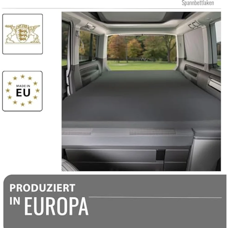 BLACK FOREST FOX Spannbettlaken Spannbettlaken VW Faltbett T5/T6/T6.1 Multivan California Beach OEKO-T, Baumwolle, Gummizug: rundum – Bild 6