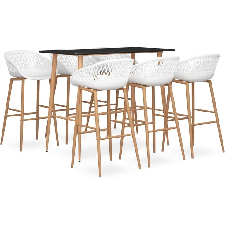 vidaXL 7-tlg. Bar-Set Schwarz und Weiß 3057477