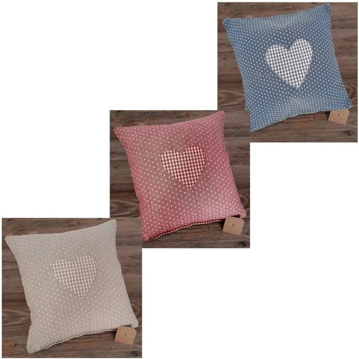 matches21 HOME & HOBBY Kissenbezüge Kissen-Bezug 30x30 cm Herz blau gepunktet Landhaus-Stil Baumwolle, (1 Stück), Wohnzimmer Kissen-Hülle als Deko-Kissen Zier-Kissen Sofa-Kissen – Bild 4