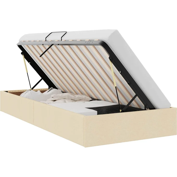 vidaXL Ottoman Bettgestell mit Speicher Creme 90 x 200 cm Stoff 3442800 – Bild 2