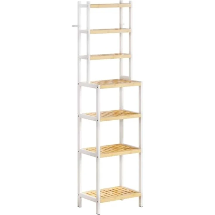 Yorbay Standregal Badregal mit 7 Ebenen, Bambus Aufbewahrungsregal, Kippsicherung, 110 kg Tragkraft – Bild 1