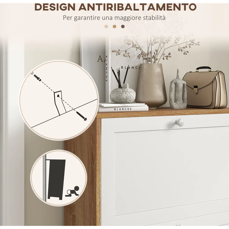 Schuhregal „Slim“ mit 3 verstellbaren Einlegeböden auf 2 Ebenen für 12 Paar Schuhe, aus Spanplatte und MDF, 60 x 24,5 x 75,5 cm – Bild 9
