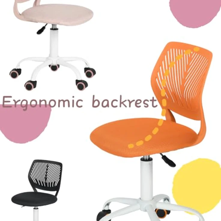 FurnitureR Bunte Schreibtischstuhl, Modernes verstellbares Design Computer Sitz, Swivel Armless Stuhl, Kinderzimmer, Home Office Task Chair – Bild 8
